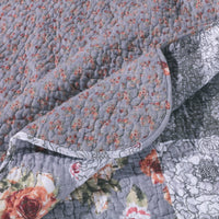 Microfiber Quilt and 1 Pillow Sham Set with Floral Prints, Multicolor - BM218784