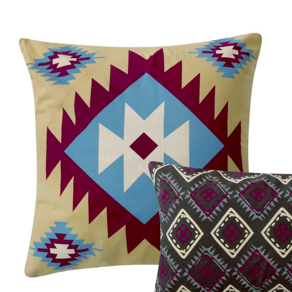 Cotton Accent Throw Pillow, Southwest Print, Pair of 2, Multicolor - BM218791