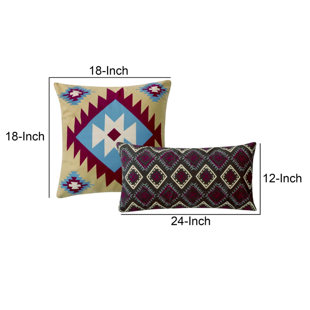 Cotton Accent Throw Pillow, Southwest Print, Pair of 2, Multicolor - BM218791