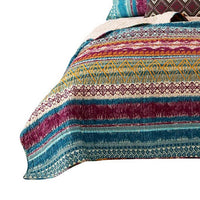 Tribal Print King Quilt Set with Decorative Pillows, Multicolor - BM218794