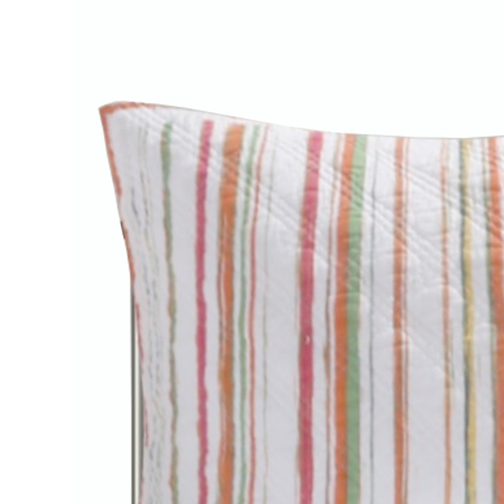 20 x 36 Cotton King Pillow Sham, Striped Pattern, Multicolor - BM218796