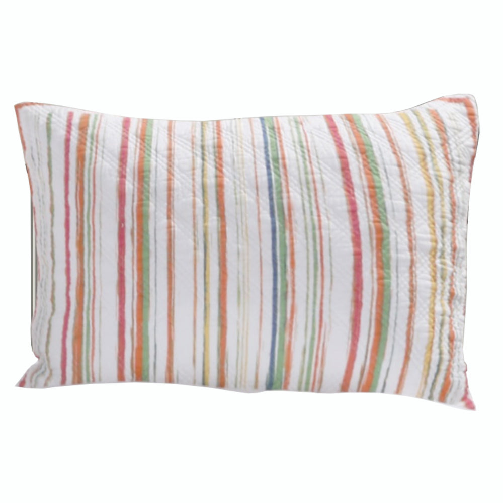 20 x 36 Cotton King Pillow Sham, Striped Pattern, Multicolor - BM218796