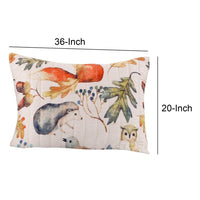 20 x 36 Polyester King Pillow Sham, Nature Inspired Print, Multicolor By Casagear Home