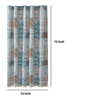 Sea Life Print Shower Curtain with Button holes, Blue and Brown - BM218852