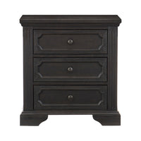 3 Drawer Wooden Nightstand with Round Knobs and Bracket Feet, Brown - BM219010