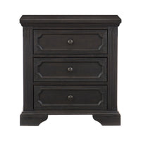 3 Drawer Wooden Nightstand with Round Knobs and Bracket Feet, Brown - BM219010