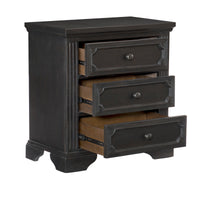 3 Drawer Wooden Nightstand with Round Knobs and Bracket Feet, Brown - BM219010