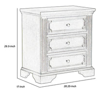 3 Drawer Wooden Nightstand with Round Knobs and Bracket Feet, Brown - BM219010