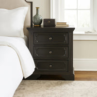 3 Drawer Wooden Nightstand with Round Knobs and Bracket Feet, Brown - BM219010