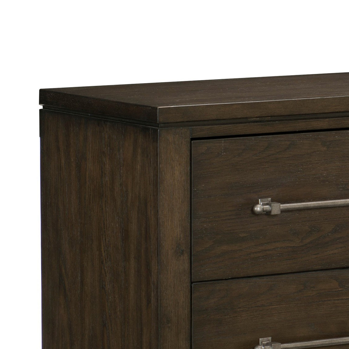 2 Drawer Nightstand with Grain Details and Chamfered Feet, Dark Brown - BM219023