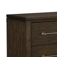 2 Drawer Nightstand with Grain Details and Chamfered Feet, Dark Brown - BM219023