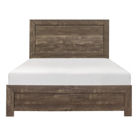 Rustic Panel Design Wooden Queen Size Bed with Block Legs Support, Brown - BM219066