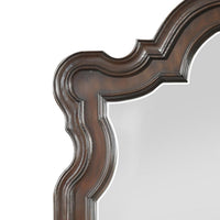Scalloped Design Wooden Frame Mirror with Molded Details, Brown and Silver  - BM219069