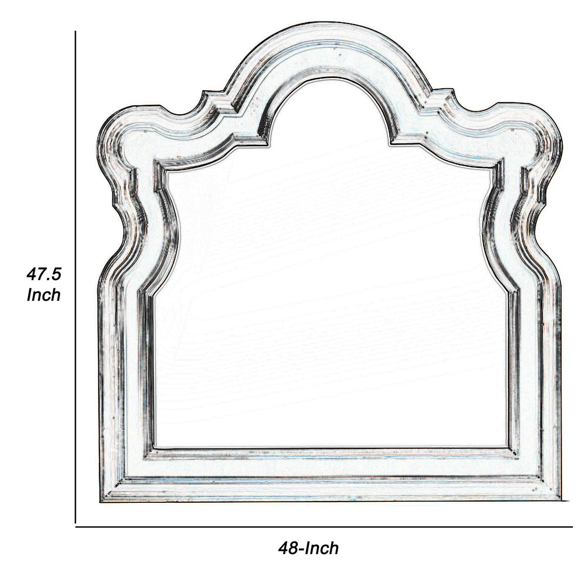 Scalloped Design Wooden Frame Mirror with Molded Details, Brown and Silver  - BM219069