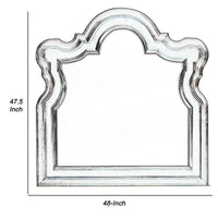 Scalloped Design Wooden Frame Mirror with Molded Details, Brown and Silver  - BM219069