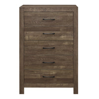 5 Drawer Rustic Wooden Chest with Block Legs Support, Brown  - BM219070