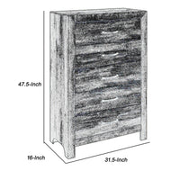 5 Drawer Rustic Wooden Chest with Block Legs Support, Brown  - BM219070