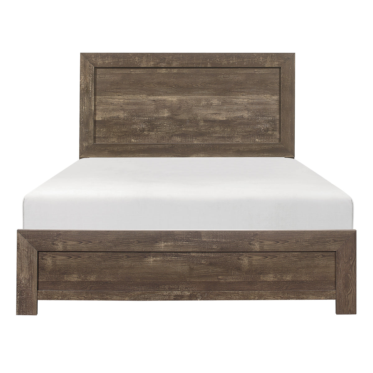 Rustic Panel Design Wooden California King Size Bed with Block Legs, Brown  - BM219072