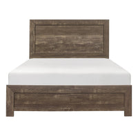 Rustic Panel Design Wooden California King Size Bed with Block Legs, Brown  - BM219072