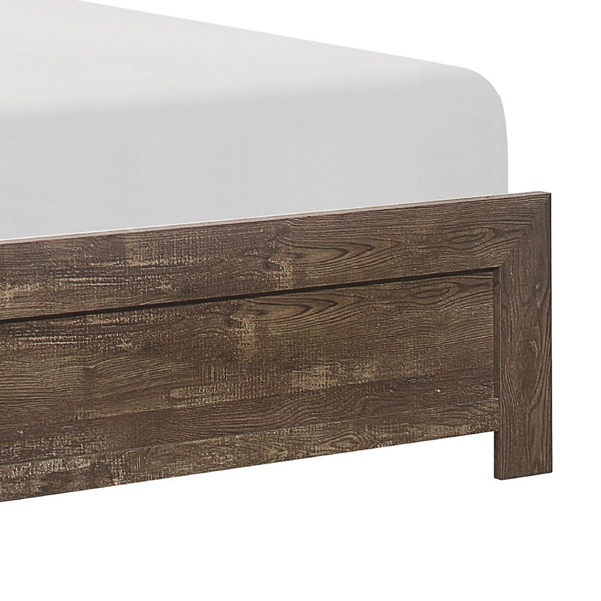 Rustic Panel Design Wooden California King Size Bed with Block Legs, Brown  - BM219072