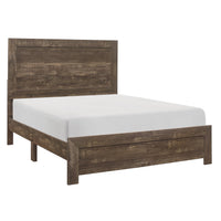 Rustic Panel Design Wooden California King Size Bed with Block Legs, Brown  - BM219072