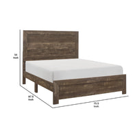 Rustic Panel Design Wooden California King Size Bed with Block Legs, Brown  - BM219072