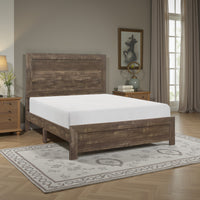 Rustic Panel Design Wooden California King Size Bed with Block Legs, Brown  - BM219072