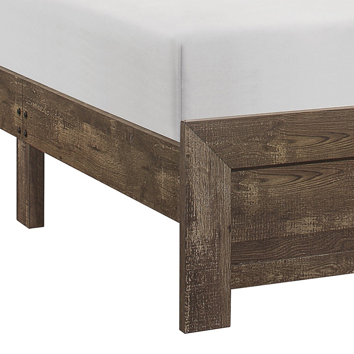 Rustic Panel Design Wooden Eastern King Size Bed with Block Legs, Brown  - BM219073