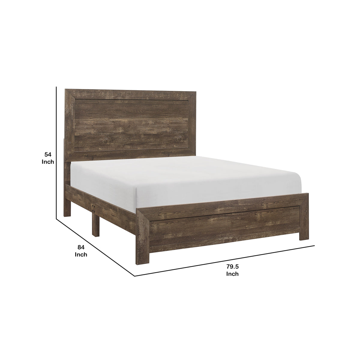 Rustic Panel Design Wooden Eastern King Size Bed with Block Legs, Brown  - BM219073