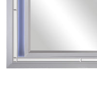 Contemporary Style Beveled Edge Mirror with LED Light, Silver  - BM219077