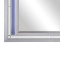Contemporary Style Beveled Edge Mirror with LED Light, Silver  - BM219077