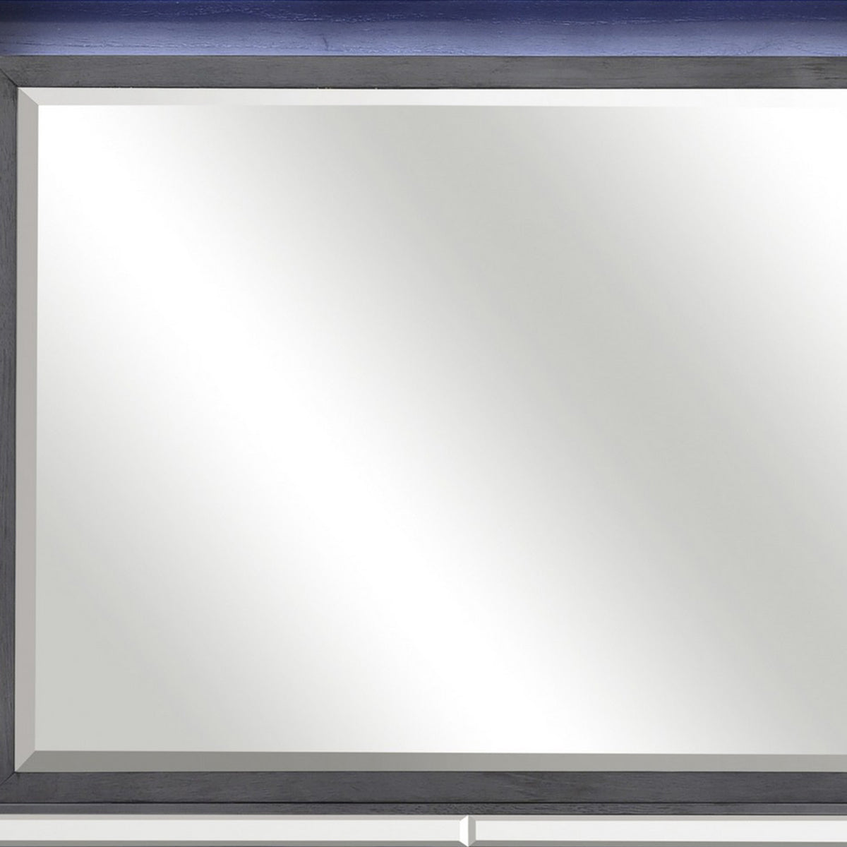 Contemporary Style Beveled Edge Mirror with LED Light, Gray and Silver  - BM219082