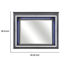 Contemporary Style Beveled Edge Mirror with LED Light, Gray and Silver  - BM219082
