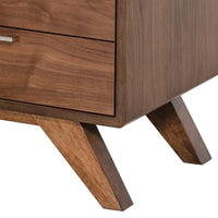 2 Drawer Wooden Nightstand with Metal Bar Handles and Angled Legs, Brown - BM219286