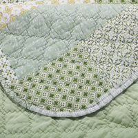 Reversible Fabric Twin Size Quilt Set with Geometric Pattern Motif, Green - BM219433