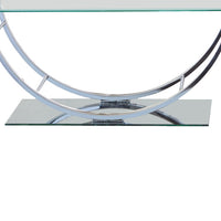 Tempered Glass Top Coffee Table with U Shape Metal Frame, Chrome and Clear - BM219604