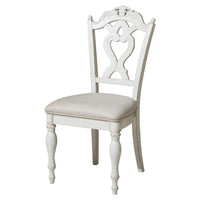 Victorian Style Writing Desk Chair with Engraved Backrest, Antique White - BM219788