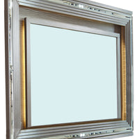 Wooden Frame Dresser Mirror with LED  Light, Gray and Clear  - BM219794