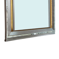 Wooden Frame Dresser Mirror with LED  Light, Gray and Clear  - BM219794
