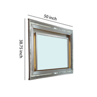 Wooden Frame Dresser Mirror with LED  Light, Gray and Clear  - BM219794
