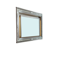 Wooden Frame Dresser Mirror with LED  Light, Gray and Clear  - BM219794