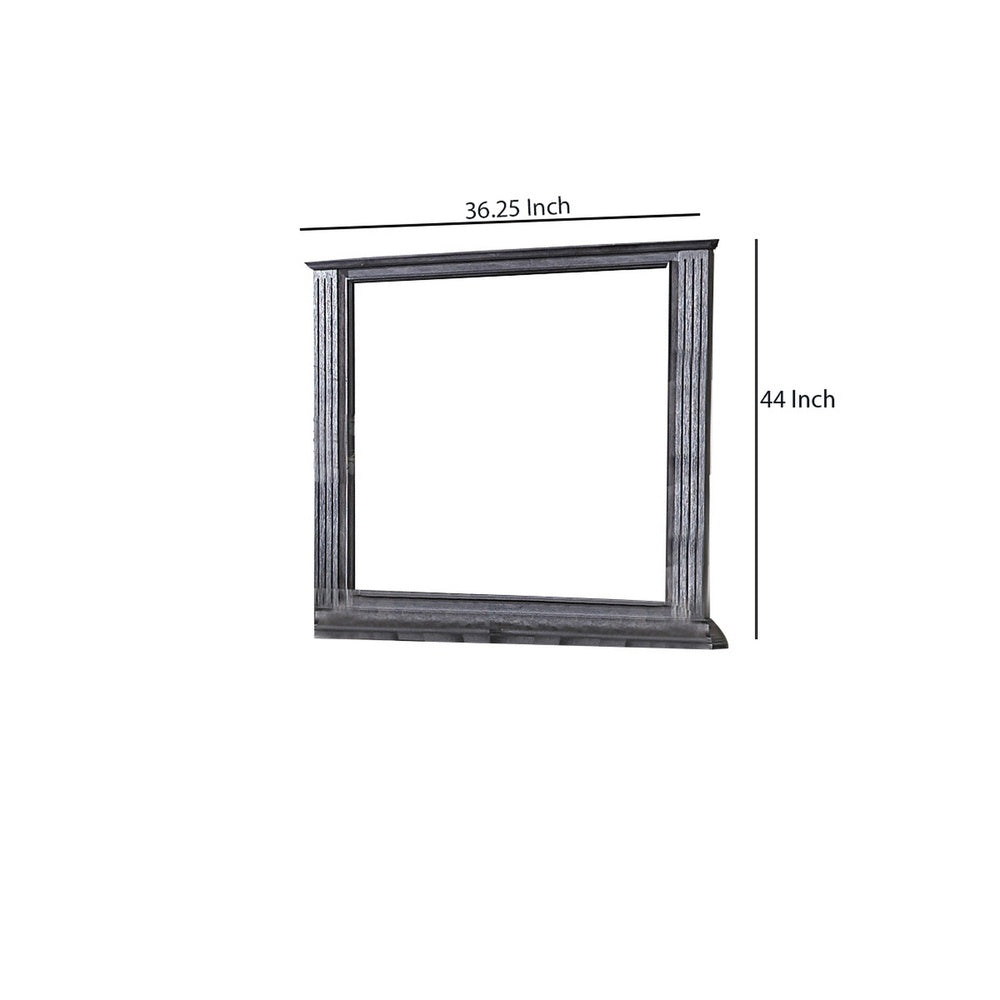 Traditional Wooden Frame Dresser Mirror with Natural Grain Details, Black  - BM219843