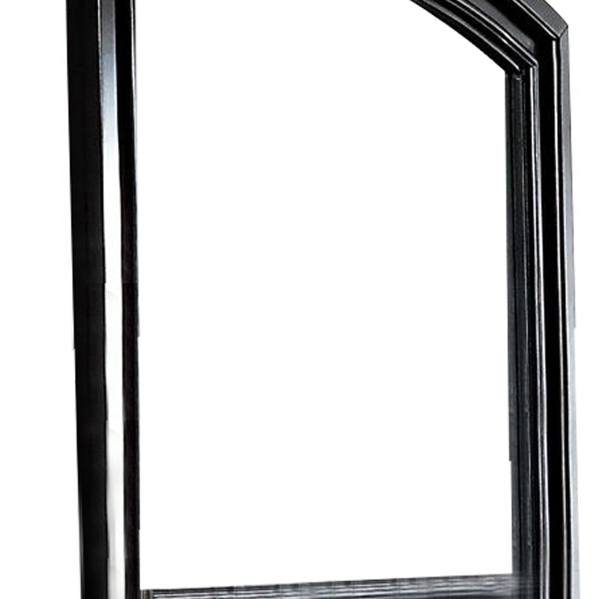 Traditional Style Wooden Frame Dresser Mirror with Curved Top, Black - BM219846