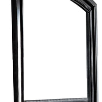 Traditional Style Wooden Frame Dresser Mirror with Curved Top, Black - BM219846