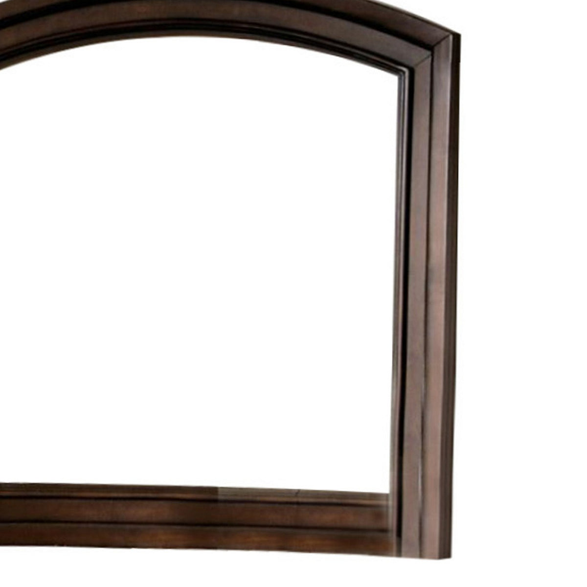 Transitional Dresser Mirror with Raised Outer Edge and Curved Top, Brown  - BM219858