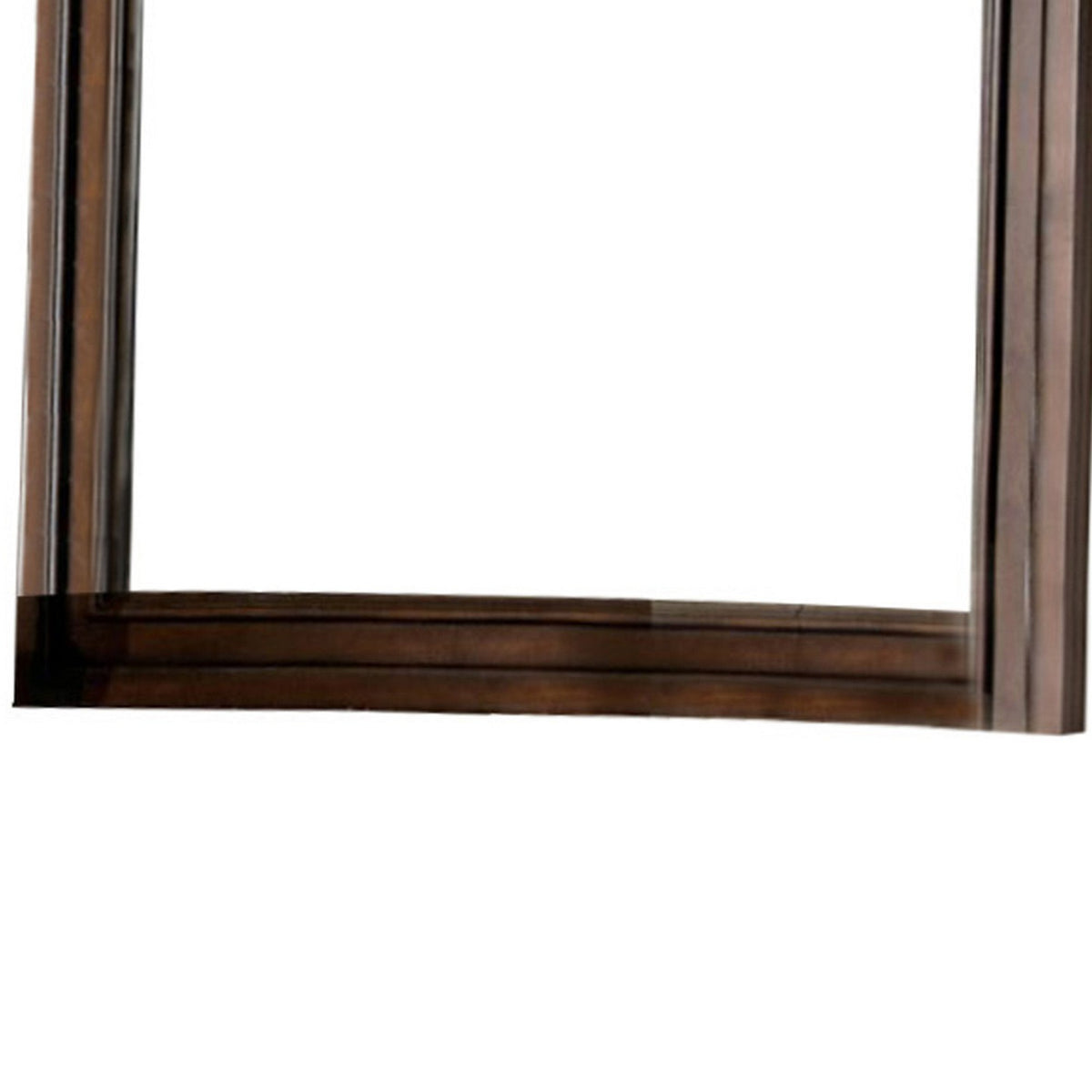 Transitional Dresser Mirror with Raised Outer Edge and Curved Top, Brown  - BM219858