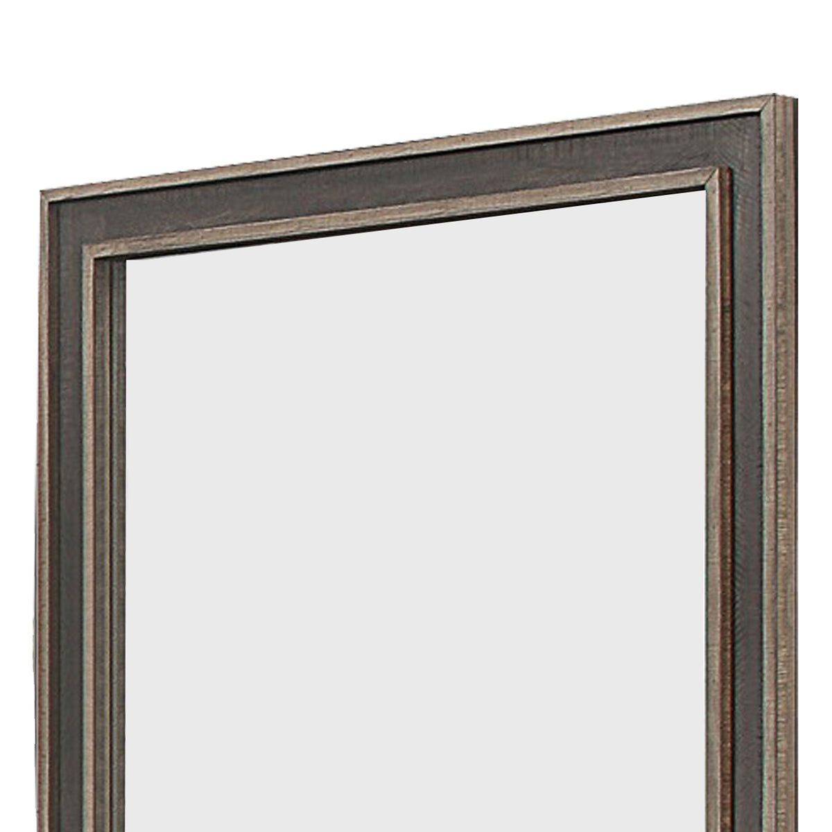 Modern Wooden Frame Dresser Mirror with Plank Design, Rustic and Dark Brown  - BM219864