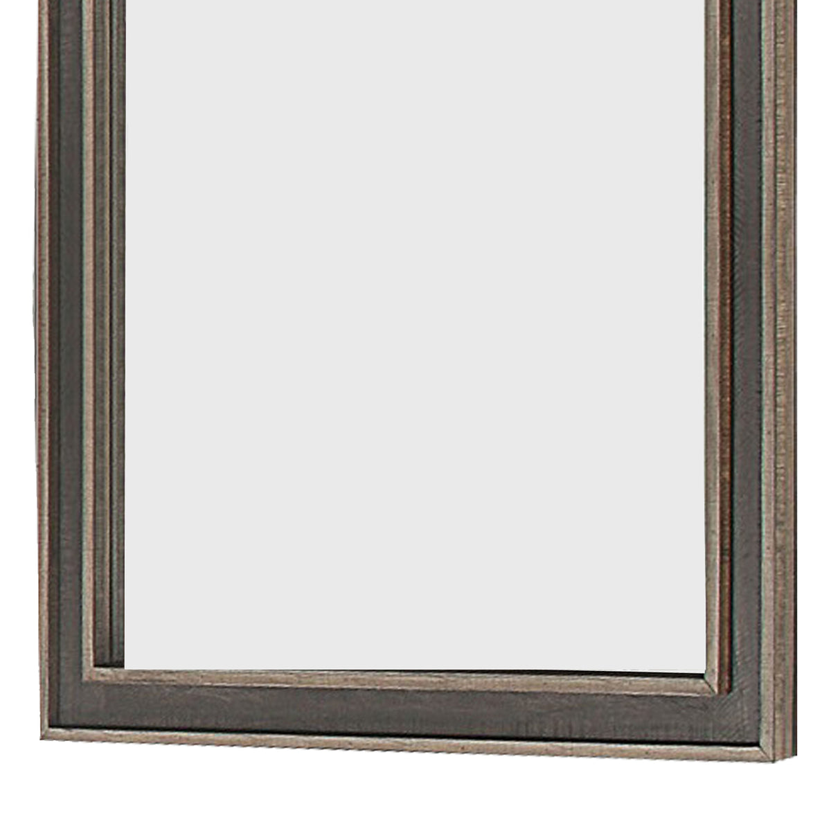 Modern Wooden Frame Dresser Mirror with Plank Design, Rustic and Dark Brown  - BM219864
