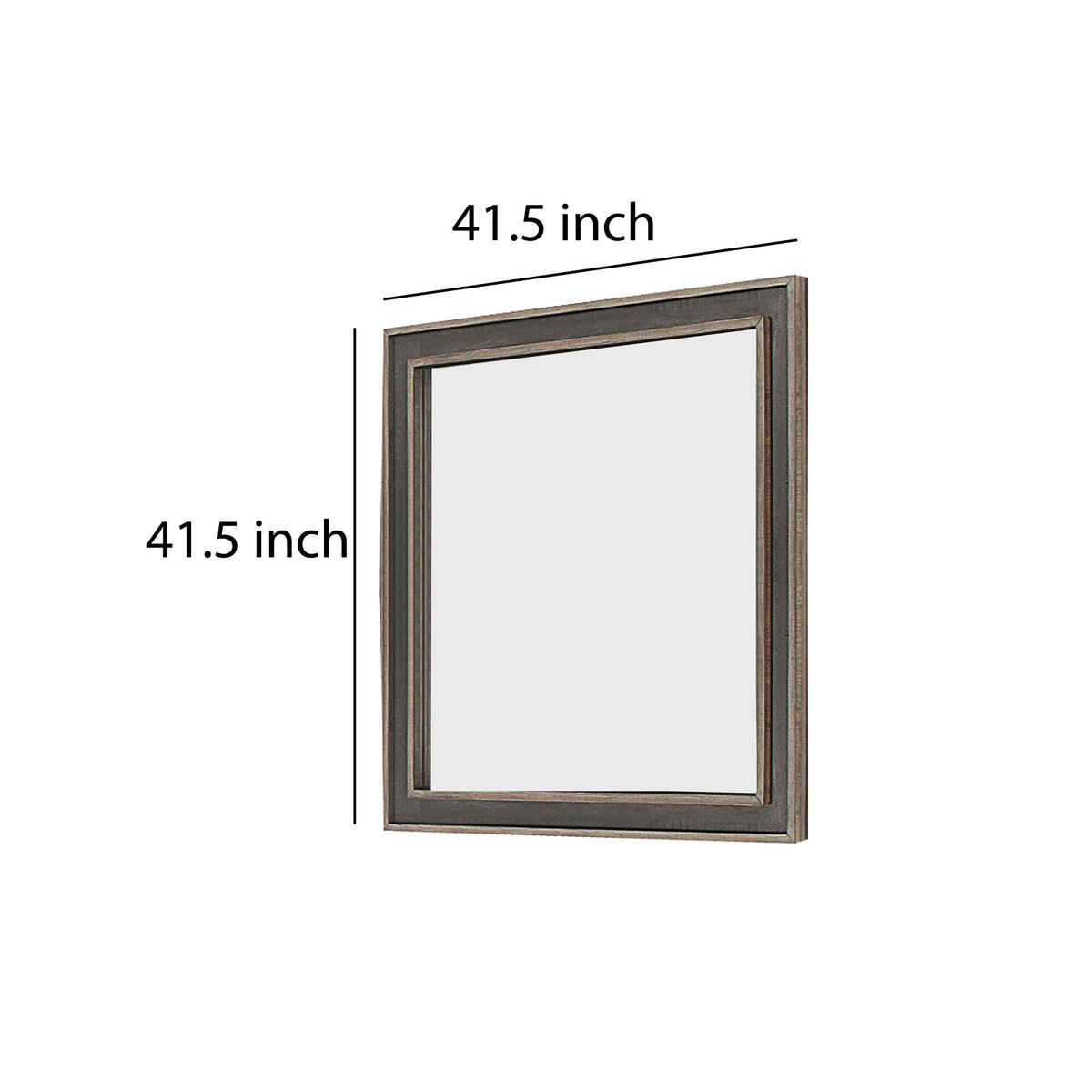 Modern Wooden Frame Dresser Mirror with Plank Design, Rustic and Dark Brown  - BM219864