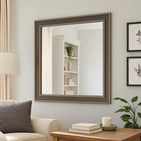 Modern Wooden Frame Dresser Mirror with Plank Design, Rustic and Dark Brown  - BM219864